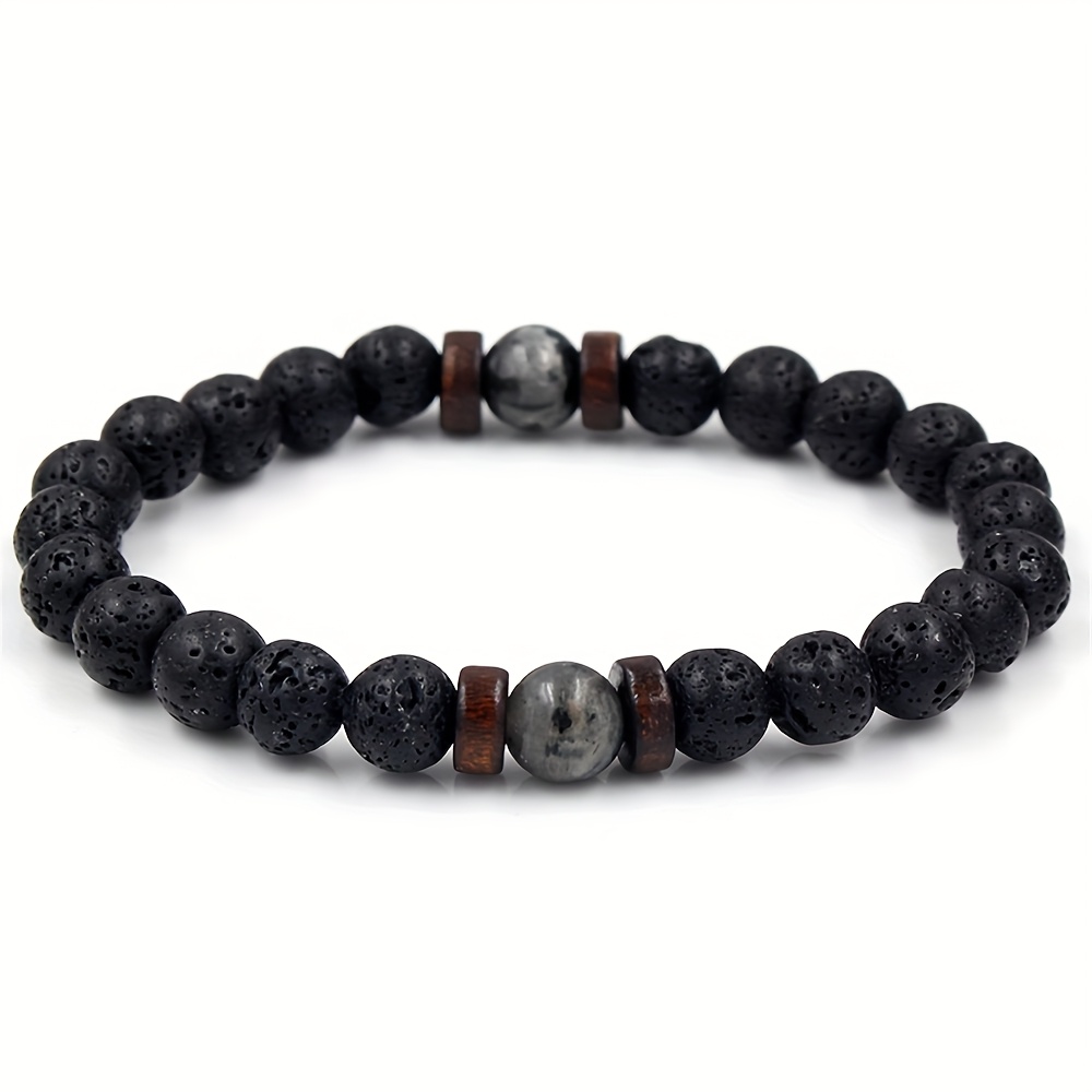 Men's 4pcs Versatile Punk Style Natural Stone Beaded Bracelet Set